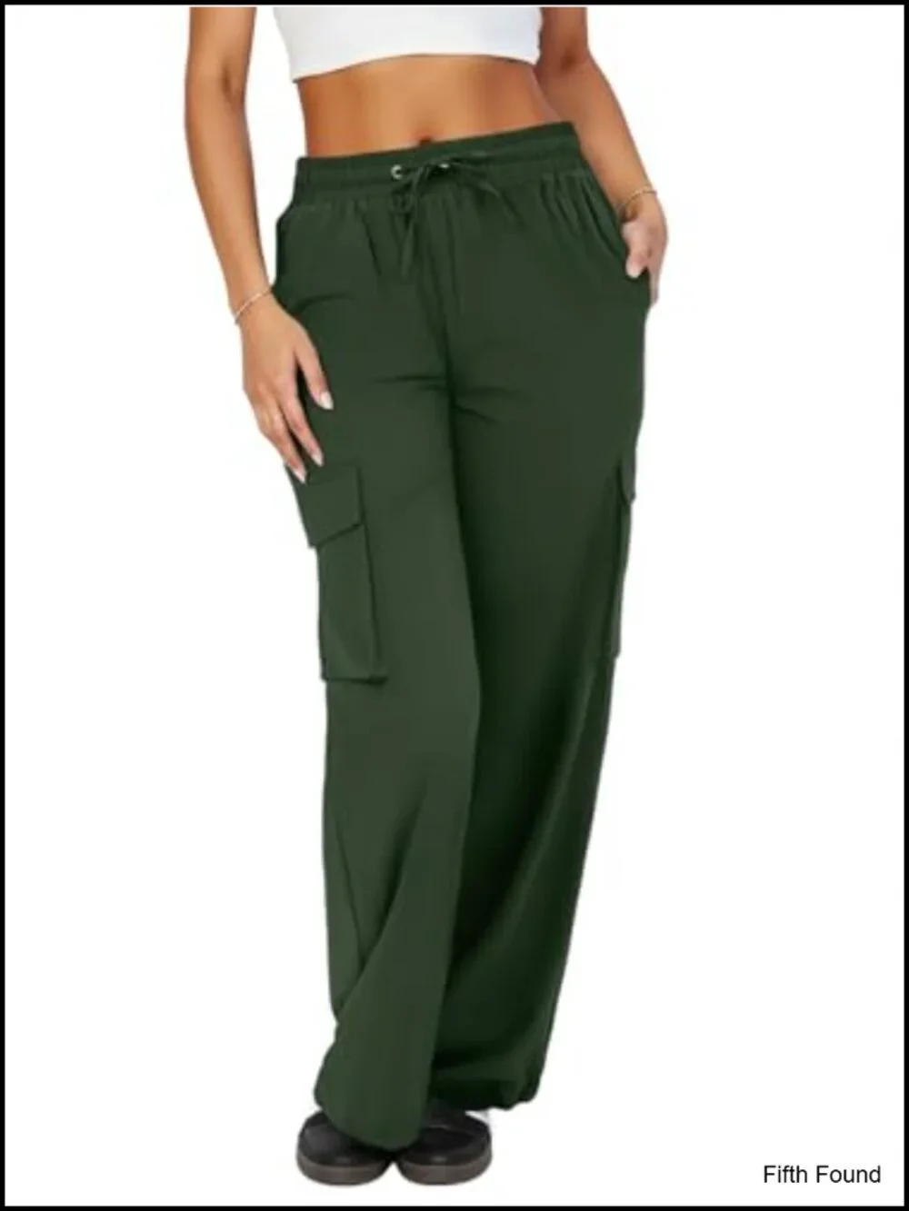 High Waisted Cargo Pants with 4 Pockets Lightweight Water Resistant Quick Dry